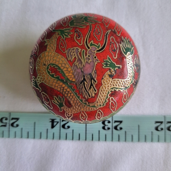 Vintage Cloisonne Dragon Trinket Pill Box - Picture 4 of 10